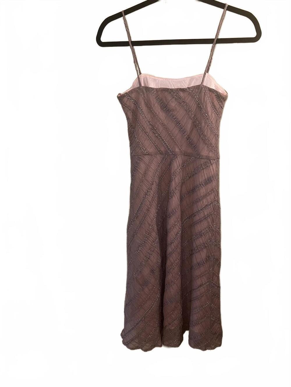 Vintage Tessuto Silk Blend Textured Lavender Midi Slip Dress Y2K Fairy Size 6 - Picture 8 of 10